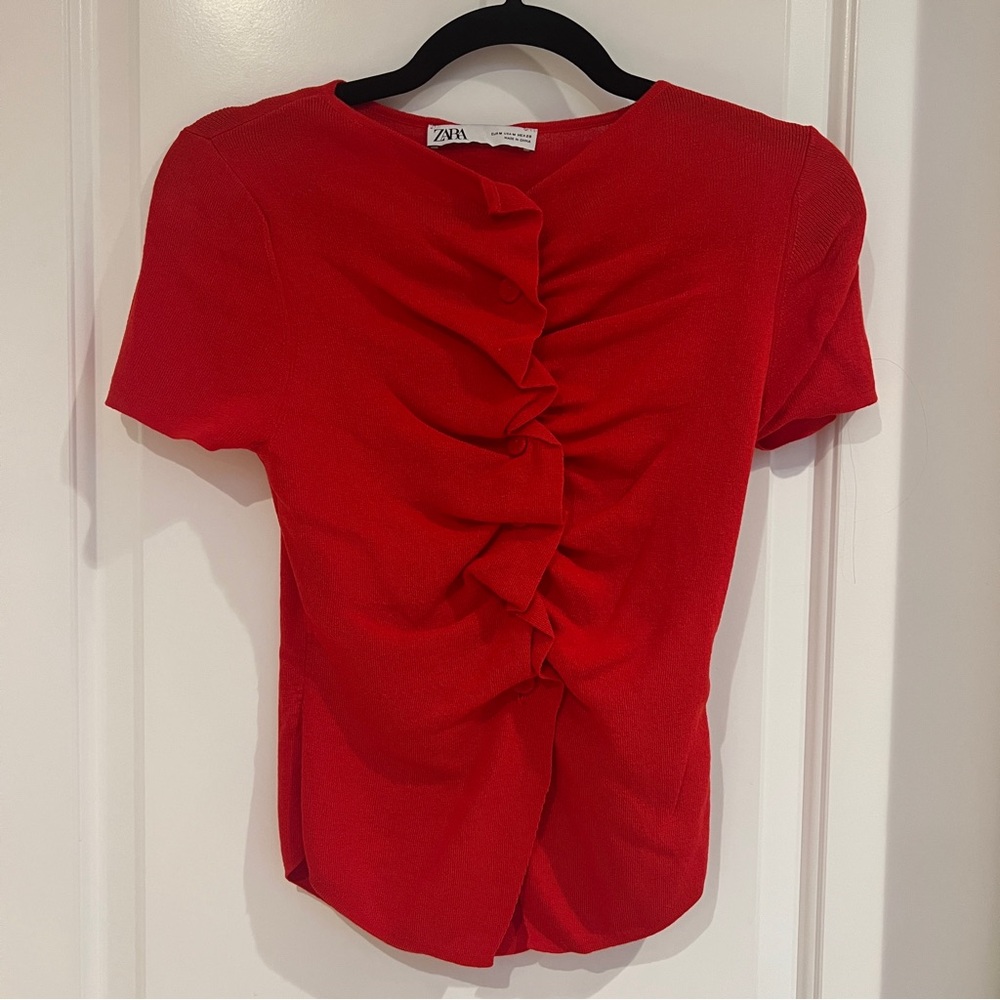 Zara Scarlet Ruffled Blouse